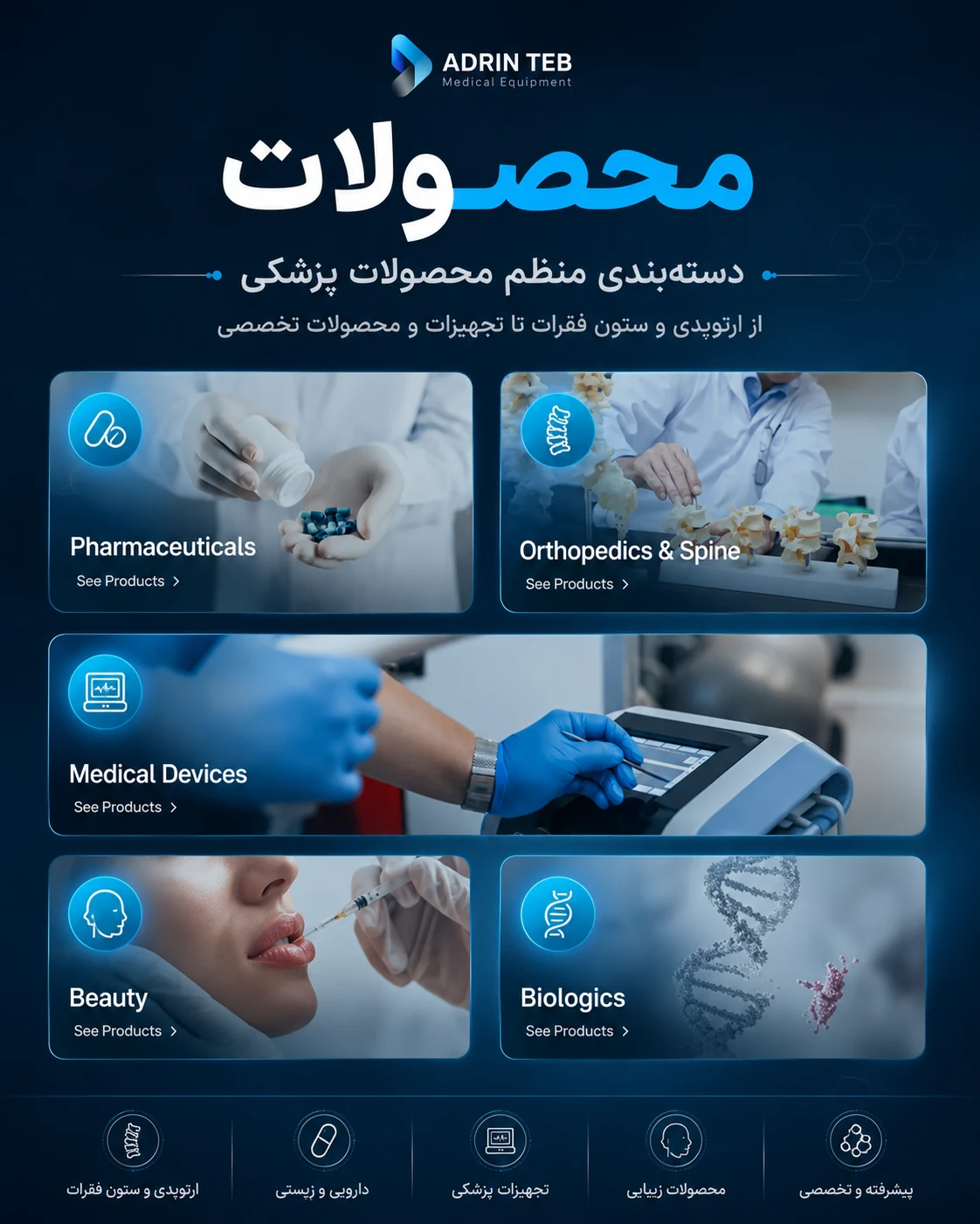 طراحی سایت تجهیزات پزشکی آدرین طب