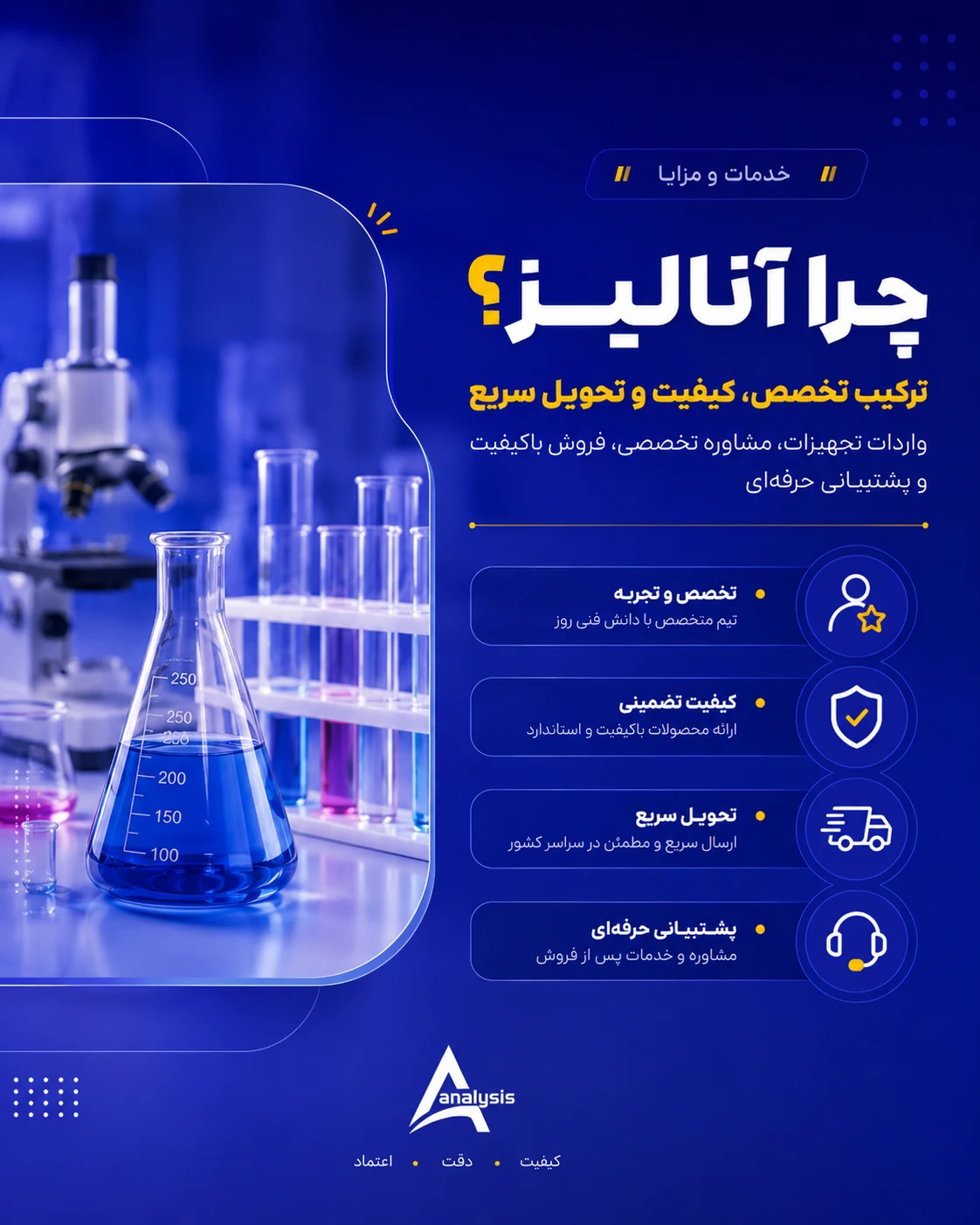 طراحی سایت شرکت تجهیزات آزمایشگاهی آنالیز