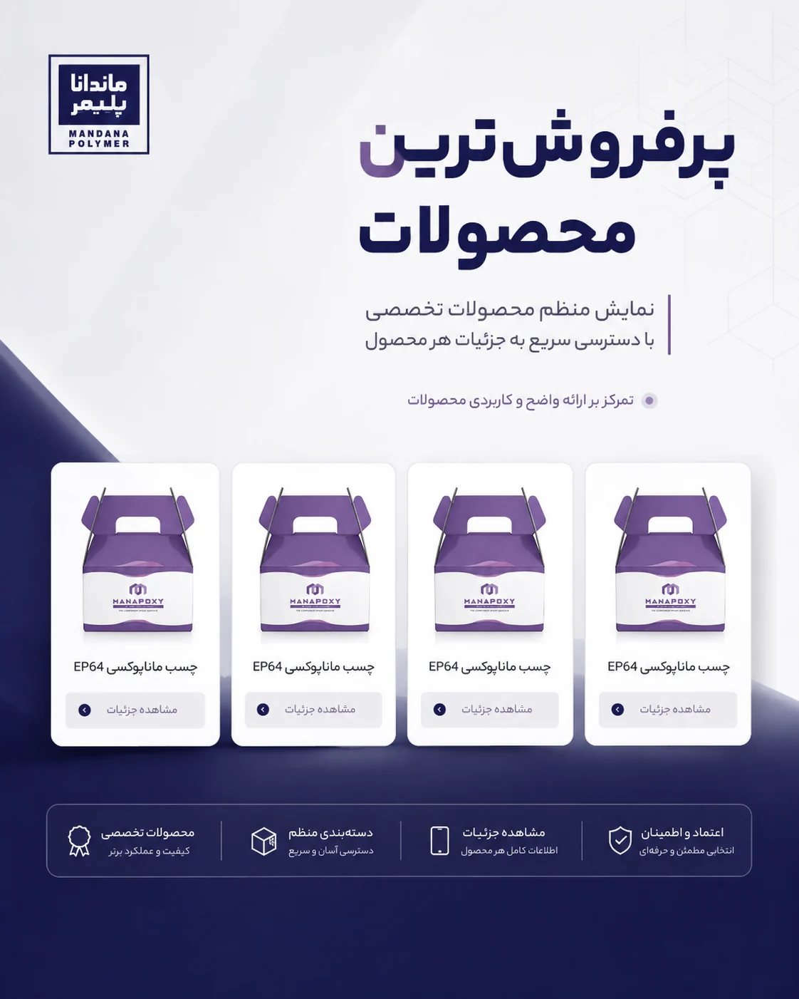 طراحی سایت فروش محصولات پلیمری ماندانا پلیمر