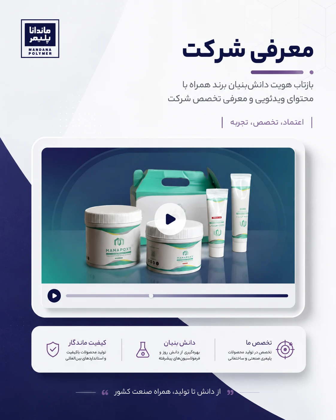 طراحی سایت فروش محصولات پلیمری ماندانا پلیمر