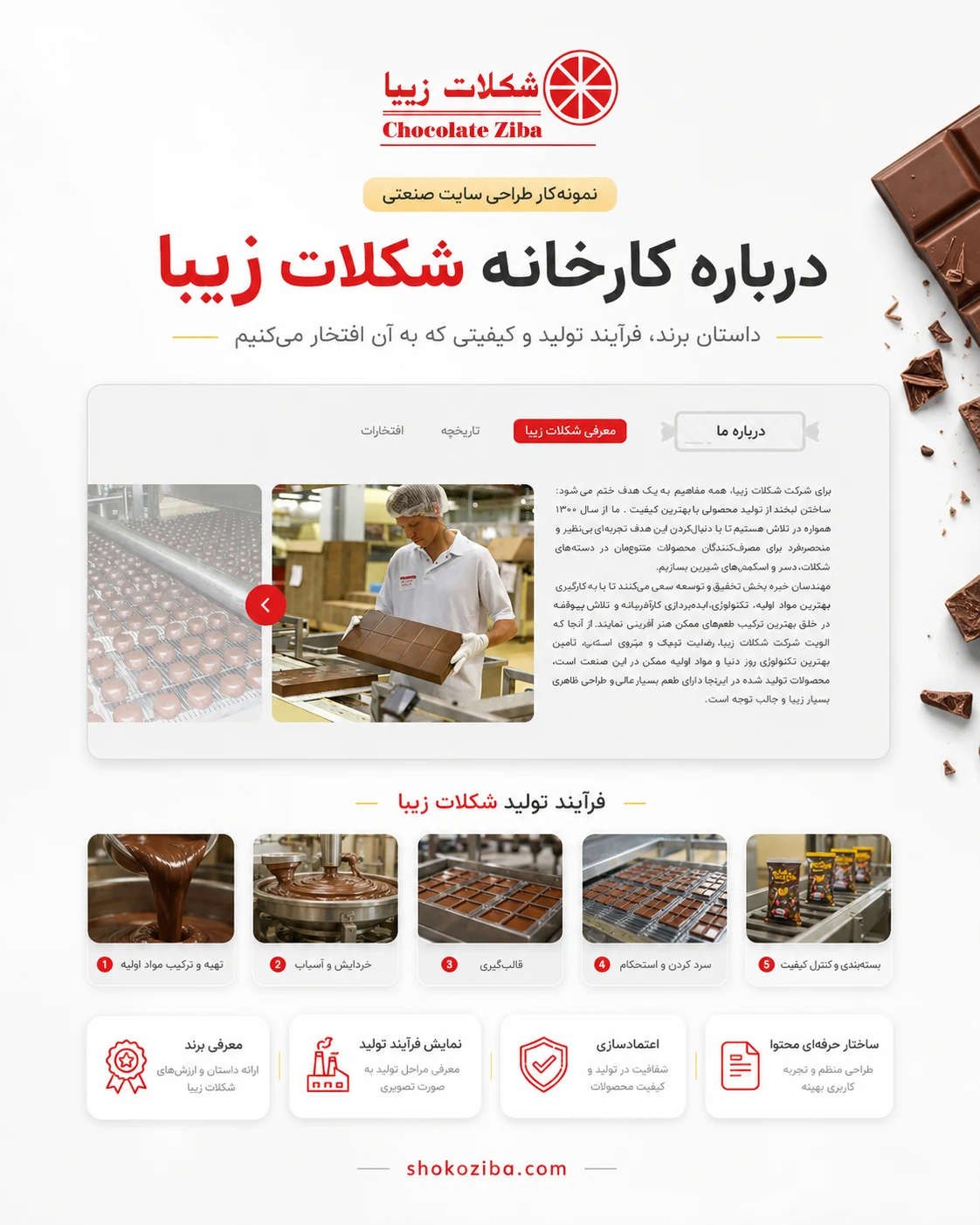 طراحی سایت کارخانه شکلات سازی زیبا
